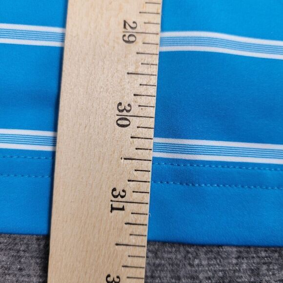 Peter Millar Summer Comfort Mens Size L Golf Polo Shirt Striped Aqua Blue New - Picture 9 of 11